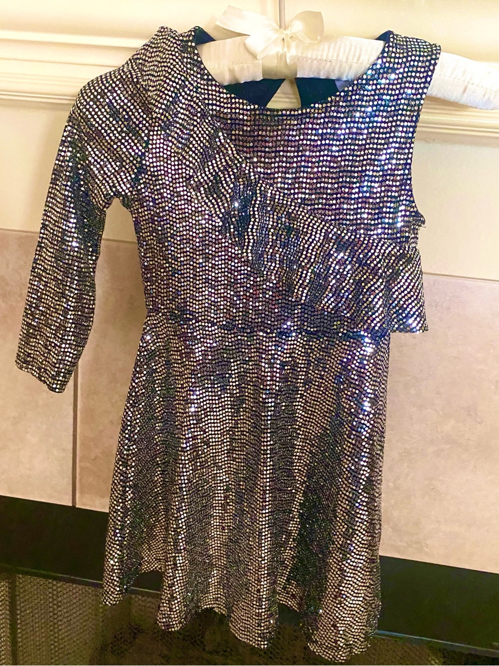 Zara One-Shoulder Sequin Dress - Black Silver